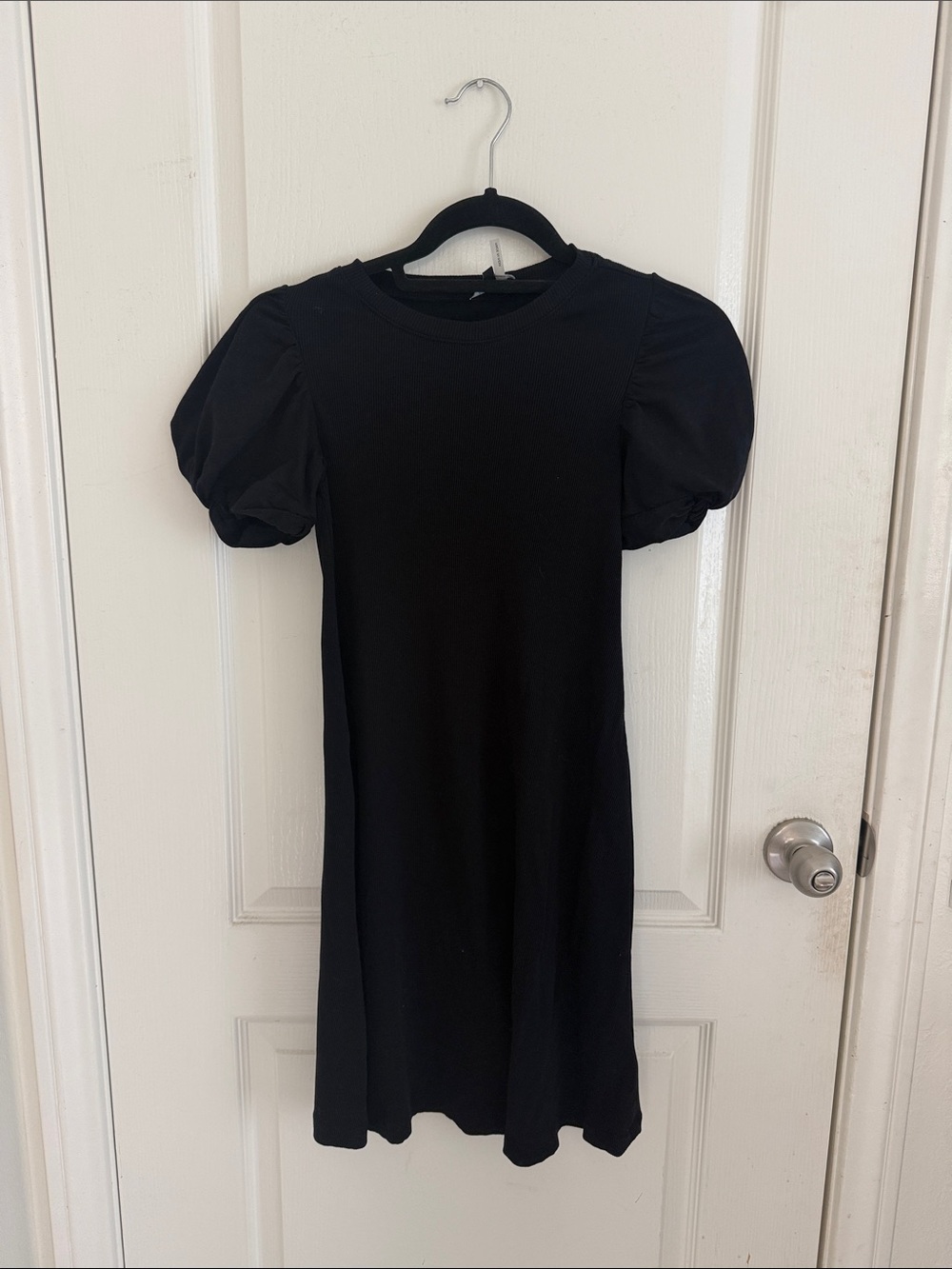 1. State Black Puff Sleeve Knit Mini Dress